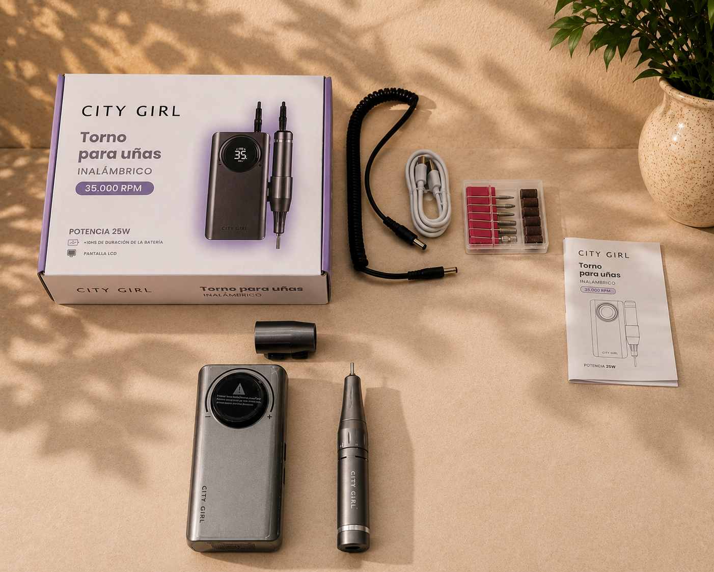 TORNO PARA UÑAS INALÁMBRICO CITY GIRL 8W