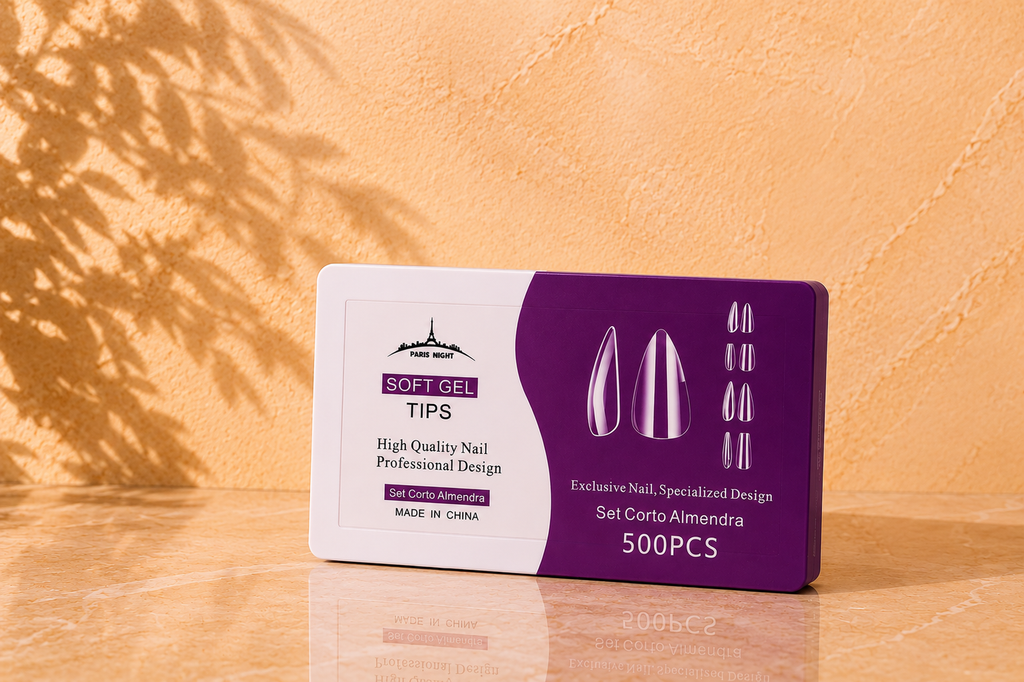 SOFT GEL TIPS CORTO ALMENDRA 500 UNIDADES PARIS NIGHT