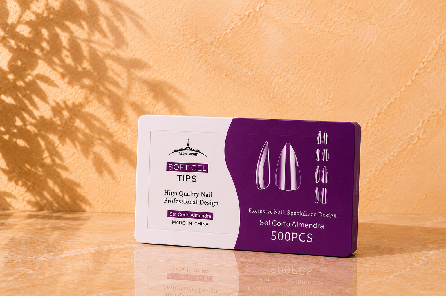 SOFT GEL TIPS CORTO ALMENDRA 500 UNIDADES PARIS NIGHT