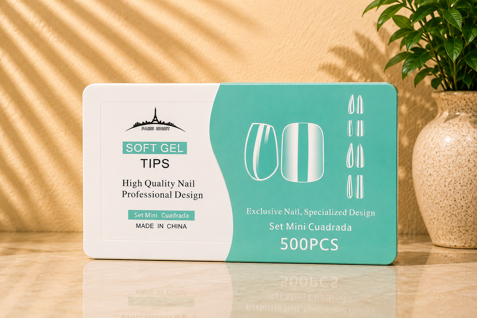 SOFT GEL TIPS MINI CUADRADAS 500 UNIDADES PARIS NIGHT