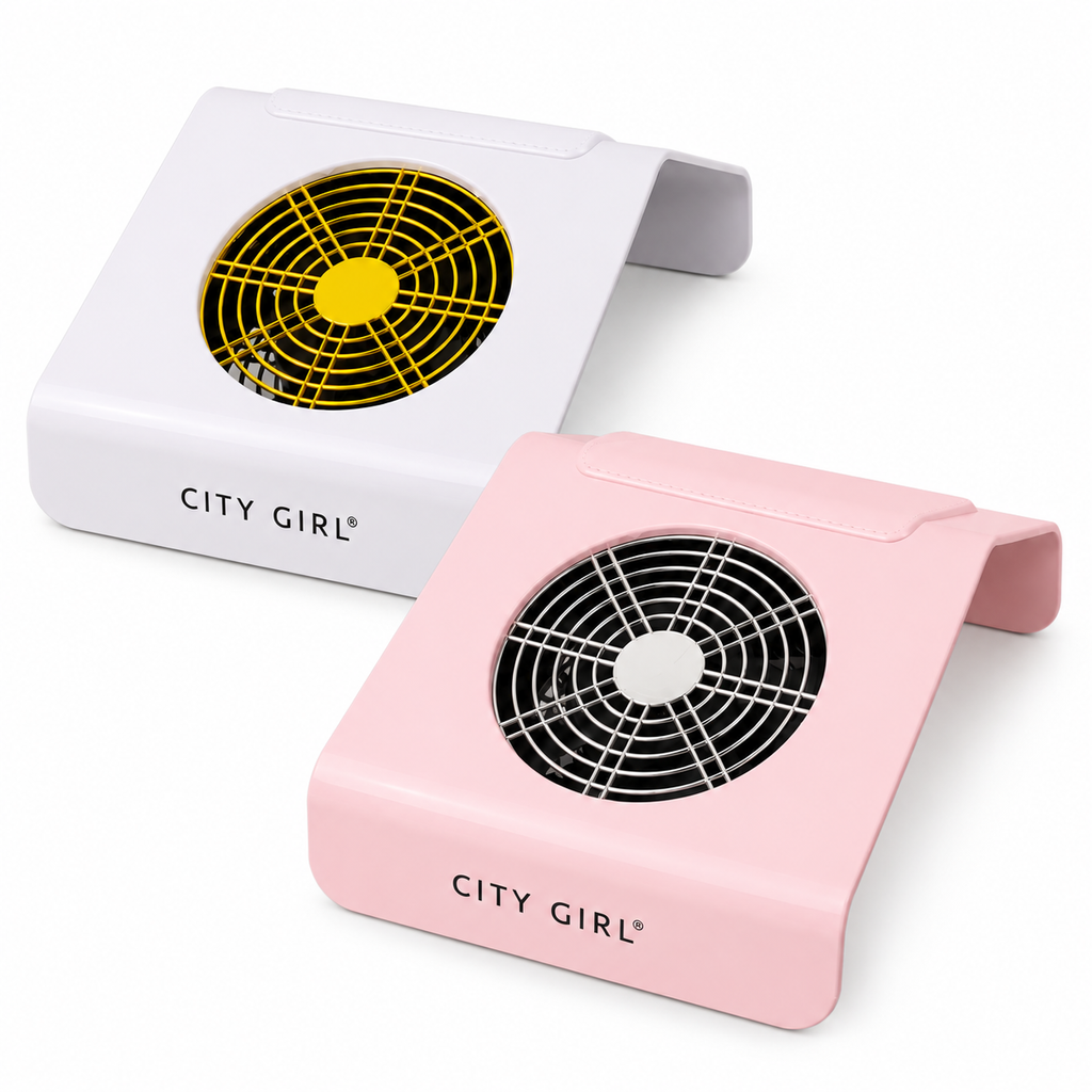 ASPIRADOR DE POLVO PARA UÑAS CITY GIRL sobre fondo blanco