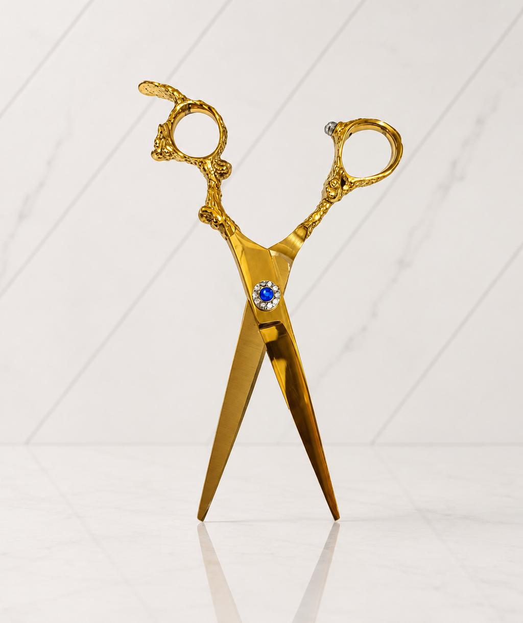 TIJERA CORTE LABRADA DIAMANTE DORADA