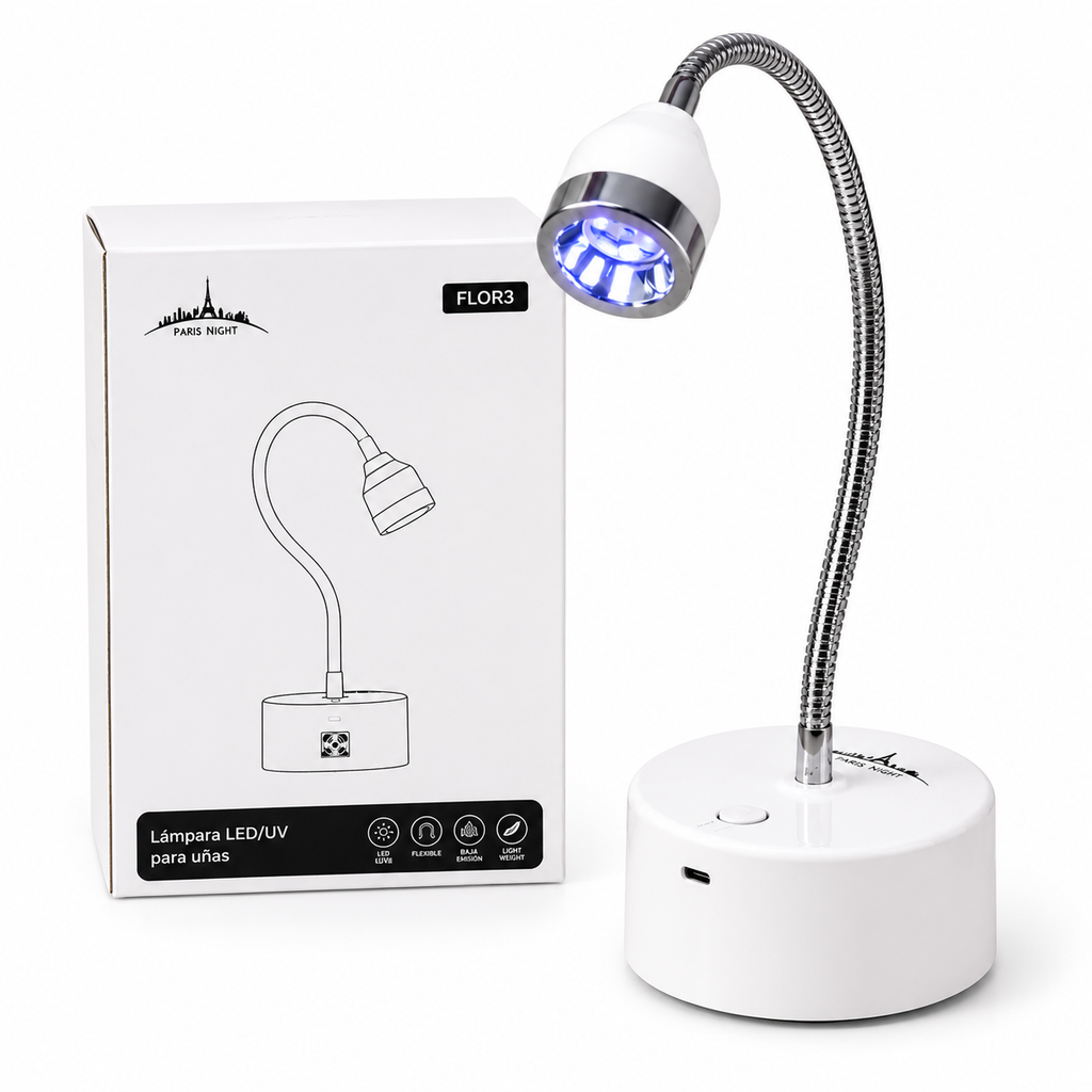 LÁMPARA LED UV FLEXIBLE PARIS NIGHT FLOR3 sobre fondo blanco