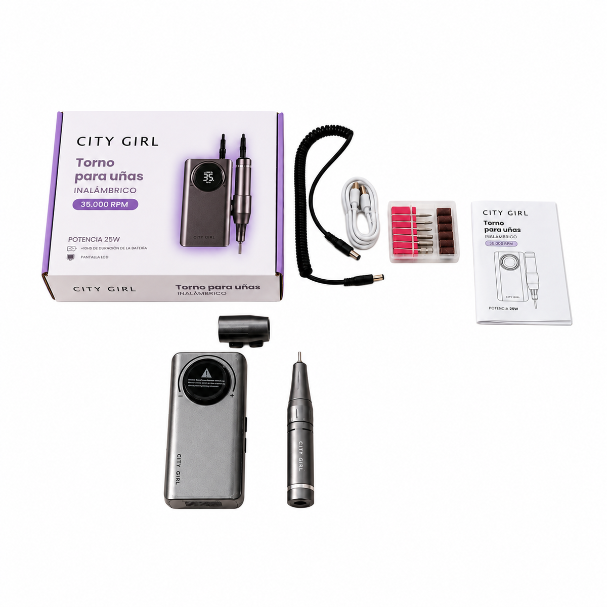 TORNO PARA UÑAS INALÁMBRICO CITY GIRL 8W