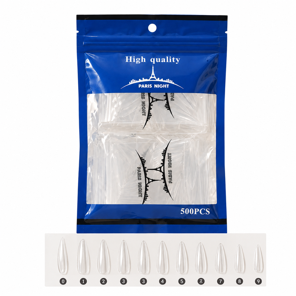 TIPS SOFT GEL STILETTO EN BOLSA PARIS NIGHT sobre fondo blanco