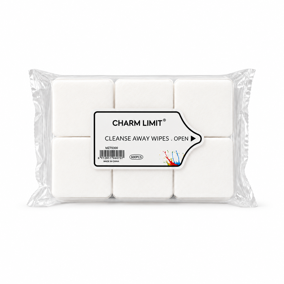 WIPES 600 UNIDADES BLANCO CHARM LIMIT completo sobre fondo blanco